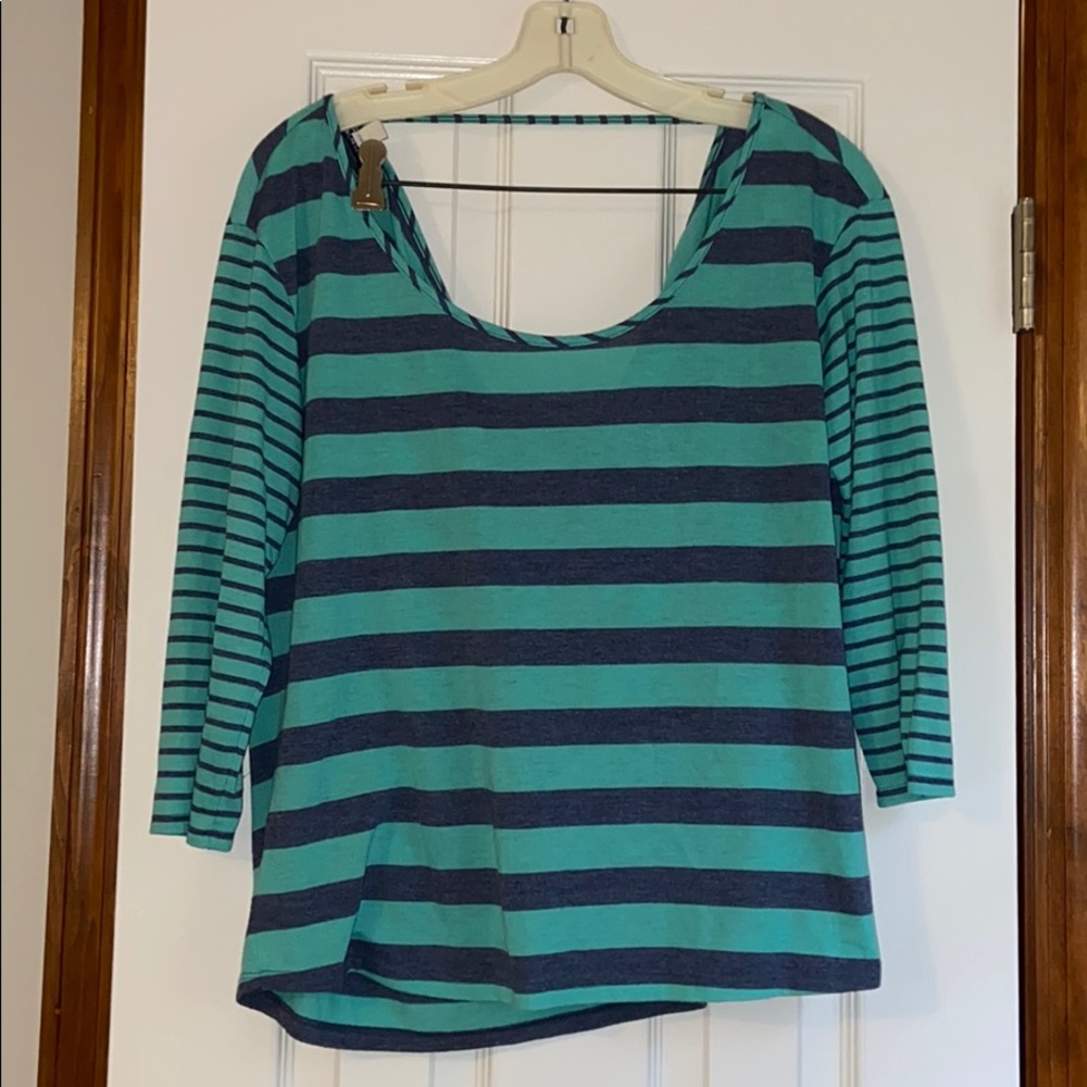 American Eagle green striped scoop back shirt